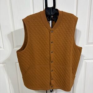 Duluth Trading Co 2XL Quilted Vest Snap Closure Pockets Brown Relaxed Fit